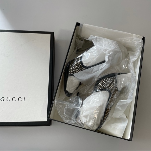 GUCCI Exaggerated point Crystal Suede Mules Black 37 7 glam era Renaissance - Picture 17 of 17